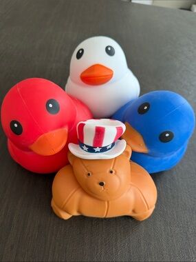 Sunny Days Squeezy Red, White, Blue Ducks & Rare American Patriotic Bear